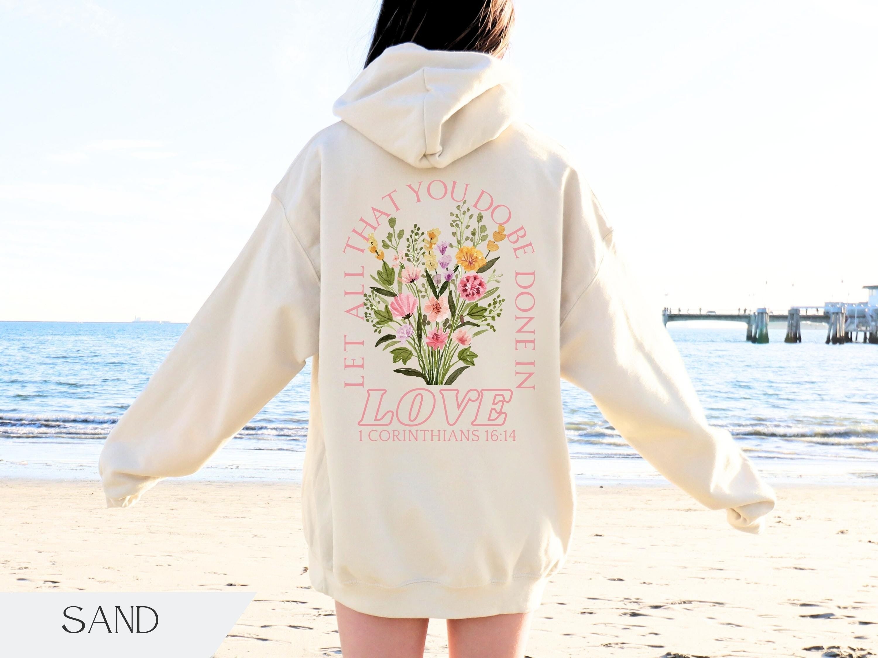 Comfort Colors® Trendy Christian Sweatshirt Merch, Words on Back Bible Verse Hoodie, Jesus Loves You, Aesthetic Women's Faith Apparel, Back to School Gift